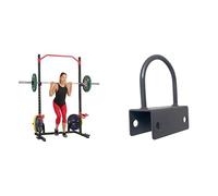 Sunny Health & Fitness Power Zone Squat Stand Rack Power Cage - SF-XF9931 + Unisex's U-Ring Attachment for Power Racks and Cages - SF-XFA005, Black, One Size