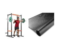 Sunny Health & Fitness Power Zone Strength Rack Power Cage - 455 KG Weight Capacity, Spotter Bar + Treadmill Mat -Large - NO. 074-L