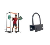 Sunny Health & Fitness Power Zone Strength Rack Power Cage - 455 KG Weight Capacity, Spotter Bar + Unisex's U-Ring Attachment for Power Racks and Cages - SF-XFA005, Black, One Size