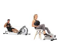 Sunny Health & Fitness Row-N-Ride Squat Assist Trainer for Glutes & Full Body Cardio Workout + Advanced Mini Home Steppers, Total Body Workout Stair Machine