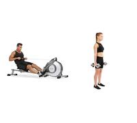 Sunny Health & Fitness Row-N-Ride Squat Assist Trainer for Glutes & Full Body Cardio Workout + Power Zone Strength Rack Power Cage - 455 KG Weight Capacity