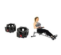 Sunny Health & Fitness SF-RW1205 12 Adjustable Resistance Rowing Machine Rower w/Digital Monitor + Locking Collar Clamps with Quick Release for Olympic Barbells for Pro Training