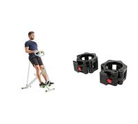 Sunny Health & Fitness Smart Compact Adjustable Rowing Machine, 12 Levels Resistance + Exercise Vinyl 18 KG Dumbbell Set Hand Weights for Strength Training, Weight Loss