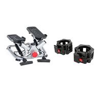 Sunny Health & Fitness Smart Upright Row-N-Ride Exerciser in Pink + 86 cm Olympic Triceps Bar with Ring Collars, Olympic Weight for Weightlifting - OB-34