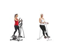 Sunny Health & Fitness Smart Upright Row-N-Ride Exerciser in Pink + Legacy Stepping Elliptical Machine, Total Body Cross Trainer with Ultra- Quiet Magnetic Belt Drive