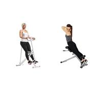 Sunny Health & Fitness Smart Upright Row-N-Ride Exerciser in Pink + Sunny Health and Fitness 45 Degree Hyperextension Roman Chair, Steel, Grey, One Size SF-BH6629
