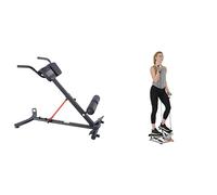 Sunny Health & Fitness Smart Upright Row-N-Ride Exerciser in Pink + Sunny Health and Fitness Unisex's Station-SF-BH620062 Hyperextension Roman Chair with Dip Station, Black, One Size