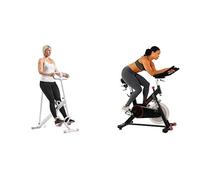 Sunny Health & Fitness Upright Row-N-Ride, Versatile Full-Body Workout Squat Assist Trainer + 86 cm Olympic Triceps Bar with Ring Collars, Olympic Weight for Weightlifting