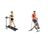 Sunny Health & Fitness Upright Row-N-Ride, Versatile Full-Body Workout Squat Assist Trainer + Foldable Manual Treadmill, Compact Cardio Fitness, Durable Non-Electric Incline Exercise