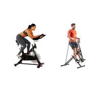 Sunny Health & Fitness Upright Row-N-Ride, Versatile Full-Body Workout Squat Assist Trainer + Indoor Cycling Wheel with Magnetic Belt Drive, 136kg Max Weight, 20kg Flywheel, Pedal Hook