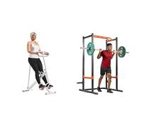 Sunny Health & Fitness Upright Row-N-Ride, Versatile Full-Body Workout Squat Assist Trainer + Magnetic Under Desk Pedal Exerciser, Dual Function Mini Exercise Cycle Bike
