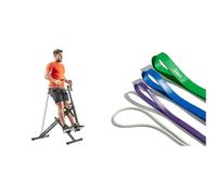 Sunny Health & Fitness Upright Row-N-Ride, Versatile Full-Body Workout Squat Assist Trainer + Versatile Resistance Band (Single Or Combination Set) for Strength Training