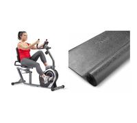 SUNNY HEALTH & FITNESS Vélo d'appartement allongé magnétique d'une capacité de 136 kg et tapis de protection en mousse pour salle de sport, fitness et exercices à domicile