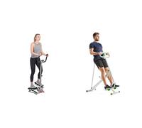 Sunny Health & Health Twister Stepper Machine, Height Adjustable Stepper, Stairs Step Exercise + Row-N-Ride Squat Assist Trainer for Glutes & Full Body Cardio Workout with Adjustable Resistance