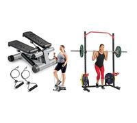 Sunny Health & Health Twister Stepper Machine, Height Adjustable Stepper, Stairs Step Exercise + Squat Assist Upright Row-N-Ride Rowing Machine, Horse Riding Machine Full Body Exercise