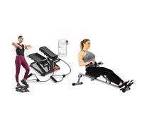 Sunny Health & Health Twister Stepper Machine, Height Adjustable Stepper, Stairs Step Exercise + Upright Row-N-Ride, Versatile Full-Body Workout Squat Assist Trainer, Easy Setup & Foldable