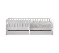 Sunny Isa Lit 1 Place Avec 2 Tiroirs De Rangement, Blanc, En Bois | Sans Matelas - Lit Enfant Avec Barrière De Sécurité - 206 X 98 Cm | Pour Matelas : 90 X 200 Cm.
