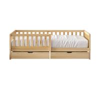 Sunny Isa Lit 1 Place Avec 2 Tiroirs De Rangement, En Bois, Beige | Sans Matelas - Lit Enfant Avec Barrière De Sécurité - 206 X 98 Cm | Pour Matelas : 90 X 200 Cm.