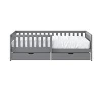 Sunny Isa Lit 1 Place avec 2 Tiroirs de Rangement, Gris, en Bois | sans Matelas - Lit Enfant avec Barrière de Sécurité - 206 X 98 Cm | pour Matelas : 90 X 200 Cm.