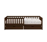 Sunny Isa Lit 1 Place Avec 2 Tiroirs De Rangement, Marron, En Bois | Sans Matelas - Lit Enfant Avec Barrière De Sécurité - 206 X 98 Cm | Pour Matelas : 90 X 200 Cm.
