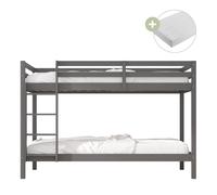 Sunny Jip Lits Superposés, Gris | Lits Superposés pour Enfants 2 Places - 2 matelas hybrides 90 x 200 inclus (14 cm, mousse hybride, housse en polyester) | Dimensions totales: 208 x 97 x 140cm