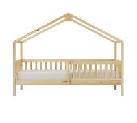 Sunny Kae Lit Cabane avec Barrière de Sécurité, Beige - Lit Cabane au Sol - sans Matelas - 207 X 96 X 156,5 Cm | pour Matelas : 90 X 200 Cm