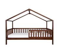 Sunny Kae Lit Cabane Avec Barrière De Sécurité, En Bois, Marron | Au Sol, Montessori - Sans Matelas - 207 X 96 X 156,5 Cm | Pour Matelas : 90 X 200 Cm