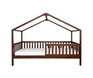 Sunny Kae Lit Cabane Avec Barrière De Sécurité, En Bois, Marron | Au Sol, Montessori - Sans Matelas - 207 X 96 X 156,5 Cm | Pour Matelas : 90 X 200 Cm