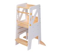 Sunny Liv Tour d'orientation couleur naturelle/blanche | Tour d'apprentissage pour enfants | Plateforme réglable en hauteur avec 3 niveaux | 44 x 40 x 90 cm