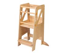 Sunny Liv Tour d'orientation couleur naturelle | Tour d'apprentissage pour enfants | Plateforme réglable en hauteur avec 3 niveaux | 44 x 40 x 90 cm