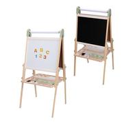 Sunny Luna Chevalet pour enfants en bois, beige | Double face : tableau blanc/noir | Tableau magnétique, rouleau de papier, gobelet, aimants, craies, feutres et effaceur | 50 x 55,5 x 115,5 cm.