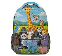 Sunny Meadow Animal Carnaval Sac à dos imprimé girafe colorée, singes amicaux, éléphants mignons, convient aux enfants, 04, L