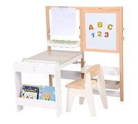 Sunny Olivia Table à dessin et de bricolage en bois, blanc/beige | Table de jeu multifonctionnelle avec chaise, tableau blanc