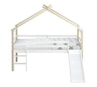 Sunny River Lit Cabane Avec Toboggan, Beige/Blanc | Mi-haut - Sans Matelas - 213 X 186 X 183 Cm | Pour Matelas : 90 X 200 Cm