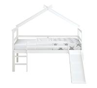 Sunny River Lit Cabane Avec Toboggan en Bois, Blanc | Lit pour Enfant Mi-haut , Lit Montessori - Sans Matelas - 213 X 186 X 183 Cm | Pour Matelas : 90 X 200 Cm