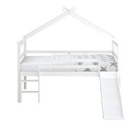 Sunny River Lit Cabane avec Toboggan en Bois, Blanc | Lit pour Enfant Mi-Haut, Lit Montessori - sans Matelas - 213 X 186 X 183 Cm | pour Matelas : 90 X 200 Cm