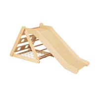 Sunny Sammie Triangle d'escalade 2 en 1 avec toboggan en bois couleurs naturelles | Structure d'escalade d'intérieur pour enfants | Jouet Montessori