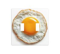 Sunny-Side-Up Œuf au plat Double Gang Toggle Plaque murale Interrupteur Décor Taille standard - 11,4 x 11,4 cm