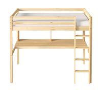 Sunny Sil Lit Mezzanine Avec Bureau, Couleur Naturelle, En Bois | Lit En Mezzanine - Sans Matelas - Avec Échelle 208 X 100,5 X 172 Cm | Pour Matelas : 90 X 200 Cm