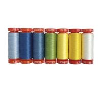 Sunny Skies by Jill Finley Lot de 7 petites bobines 100 % coton 50 W - Idéal pour la broderie à la main, le matelassage, le surpiqûre, la couture décorative - Fabriqué en Italie