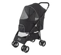 Sunny Sonny Poussette pliable pour animal domestique avec housse de protection contre les intempéries, panier de transport pour animal domestique S/M chiens chats jusqu'à 15 kg (noir)