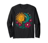 Sunny Summer Solstice Lune et Soleil pour Hommes & Femmes Fleurs Manche Longue