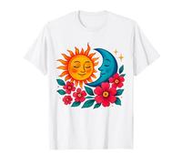 Sunny Summer Solstice Lune et Soleil pour Hommes & Femmes Fleurs T-Shirt