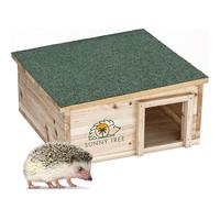 Sunny Tree Abri pour hérisson - En bois imperméable - Avec sol et tunnel d'entrée - Mangeoire d'extérieur