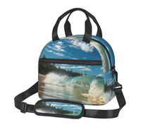 Sunny Wave Sac à déjeuner fourre-tout isotherme pour homme et femme Motif plage Pour l'école, le pique-nique, le travail en plein air