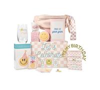 Sunny&Wise Cadeau d'anniversaire à carreaux roses pour femme - Conçu aux États-Unis - Boîte d'anniversaire pour meilleures amies, paniers-cadeaux