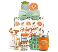 Sunny&Wise Paniers cadeaux à thème orange pour femmes, cadeaux de soins personnels pour femmes, emballage de soins pour femmes, cadeaux relaxants pour femmes, coffret cadeau pour femme