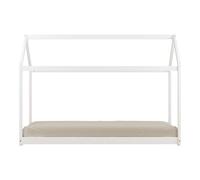 Sunny Zoey Lit Cabane Blanc, en Bois | Au Sol, Montessori - sans Matelas - 206 X 98 X 154 Cm | pour Matelas De Dimensions : 90 X 200 Cm.