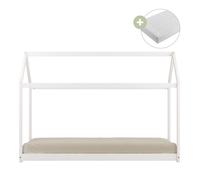 Lit zoey cabane blanc + matelas