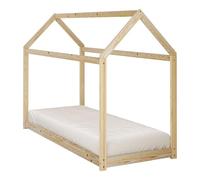 Sunny Zoey Lit Cabane en Bois, Beige | Au Sol, pour Enfant - Matelas Hybride 90 x 200 Inclus - Montessori | Dimensions totales: 206 x 98 x 154 cm